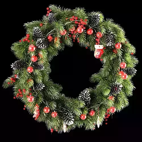 Christmas thick wreath of coniferous branches 3D model