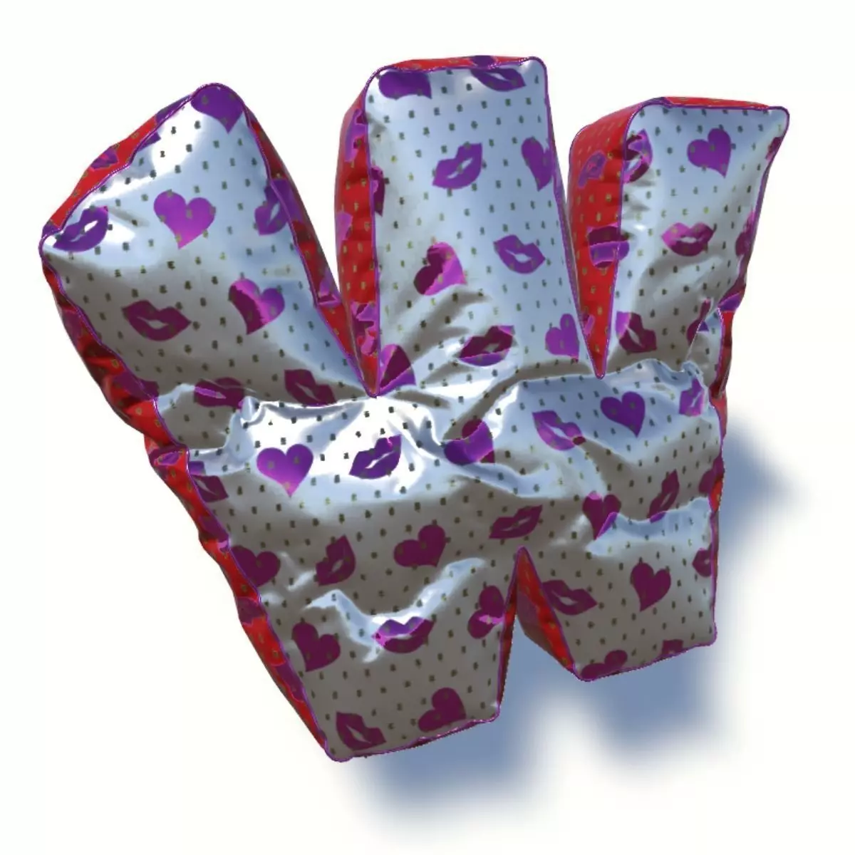 W letter valentine balloon Unity and UE4 Free low-poly 3D model_0