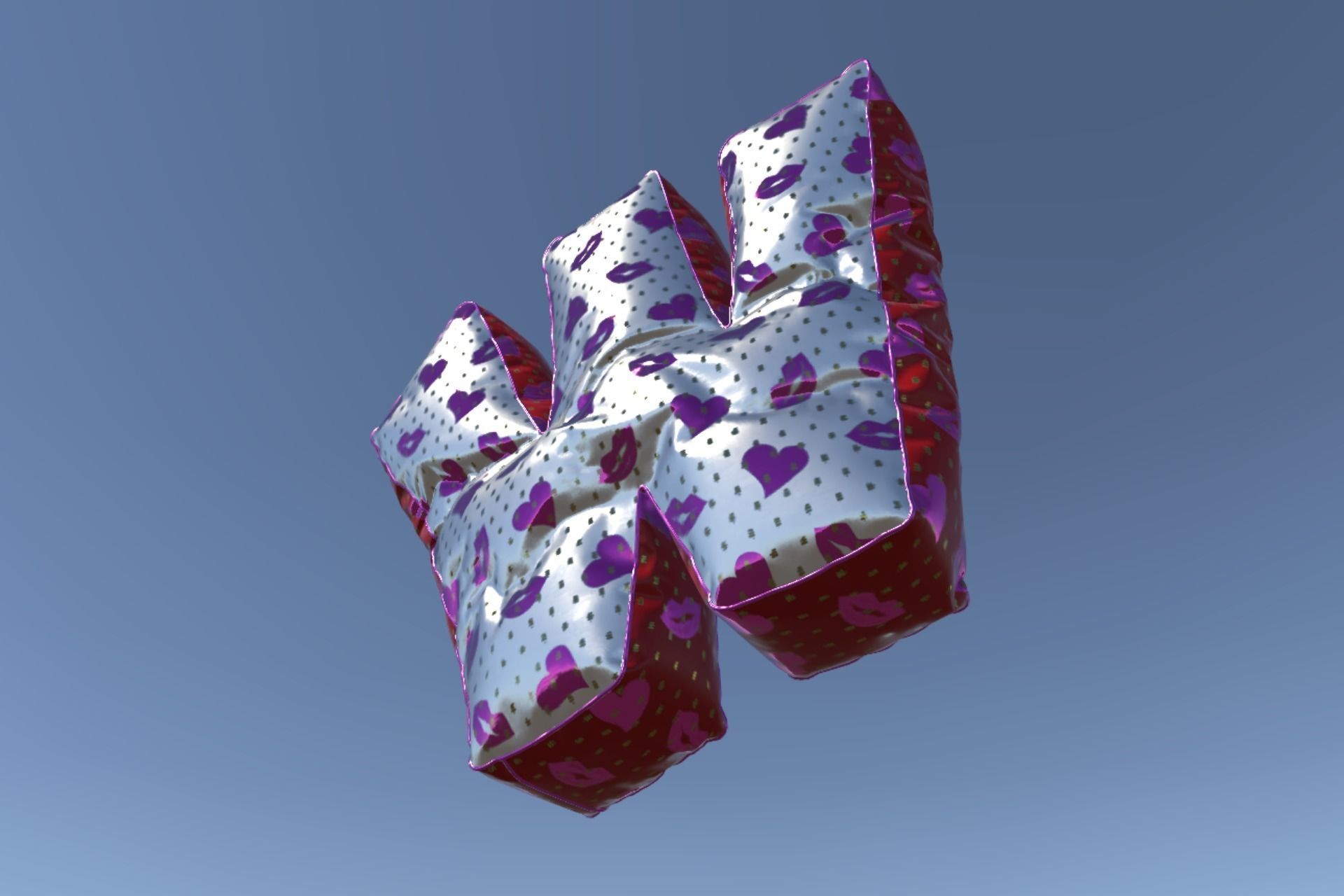 W letter valentine balloon Unity and UE4 Free low-poly 3D model_1