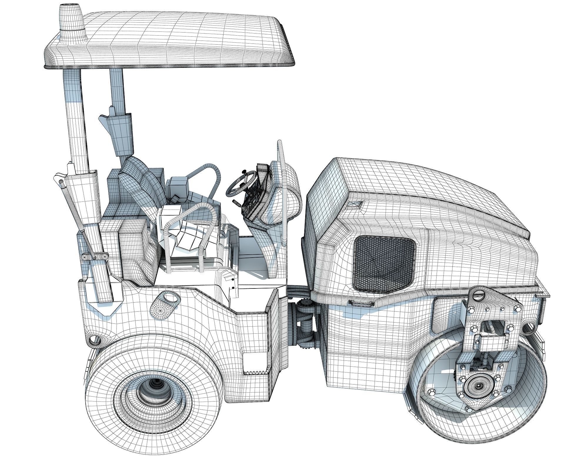 Compact Tandem Vibratory Road Roller 3D model_13