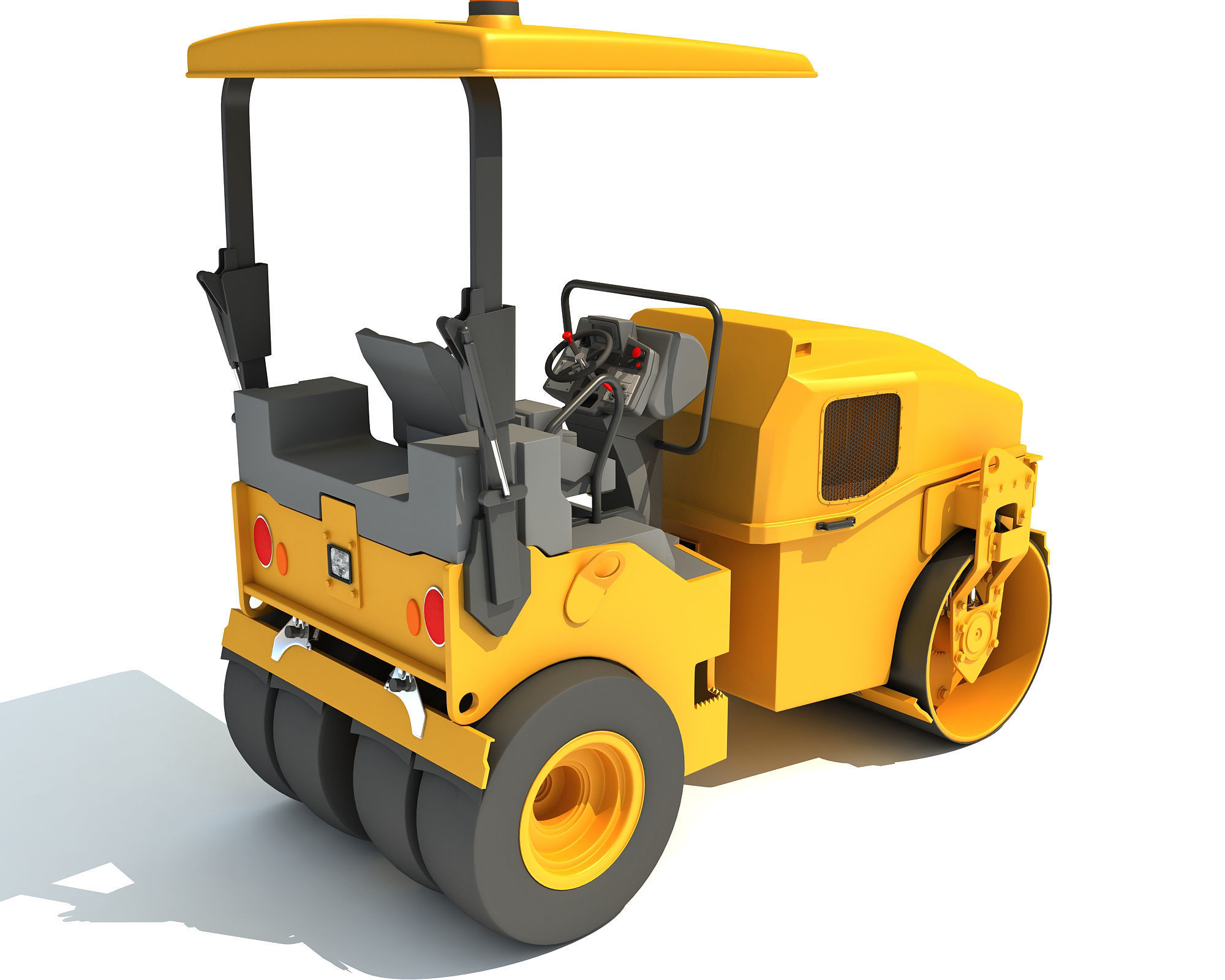 Compact Tandem Vibratory Road Roller 3D model_4