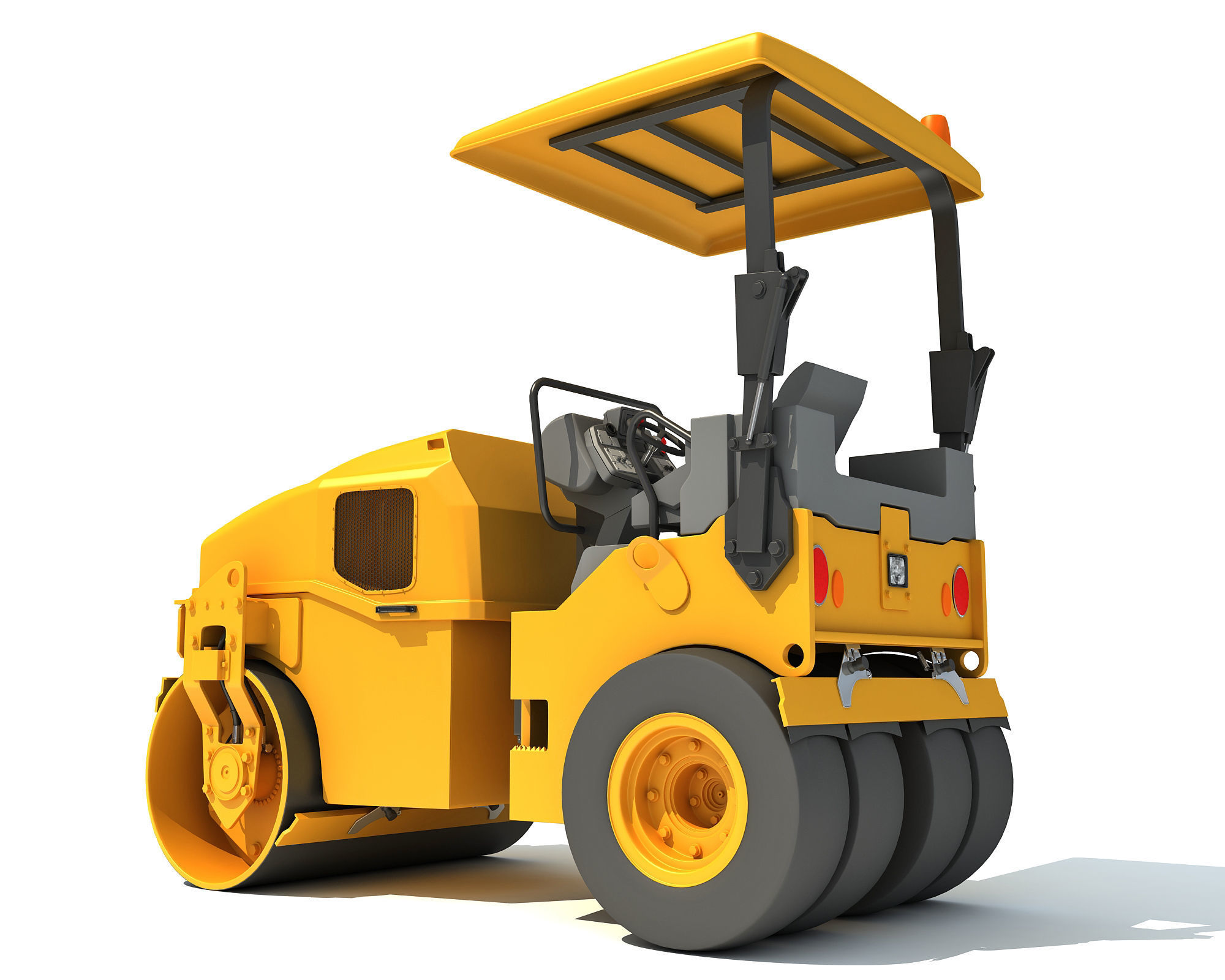 Compact Tandem Vibratory Road Roller 3D model_2