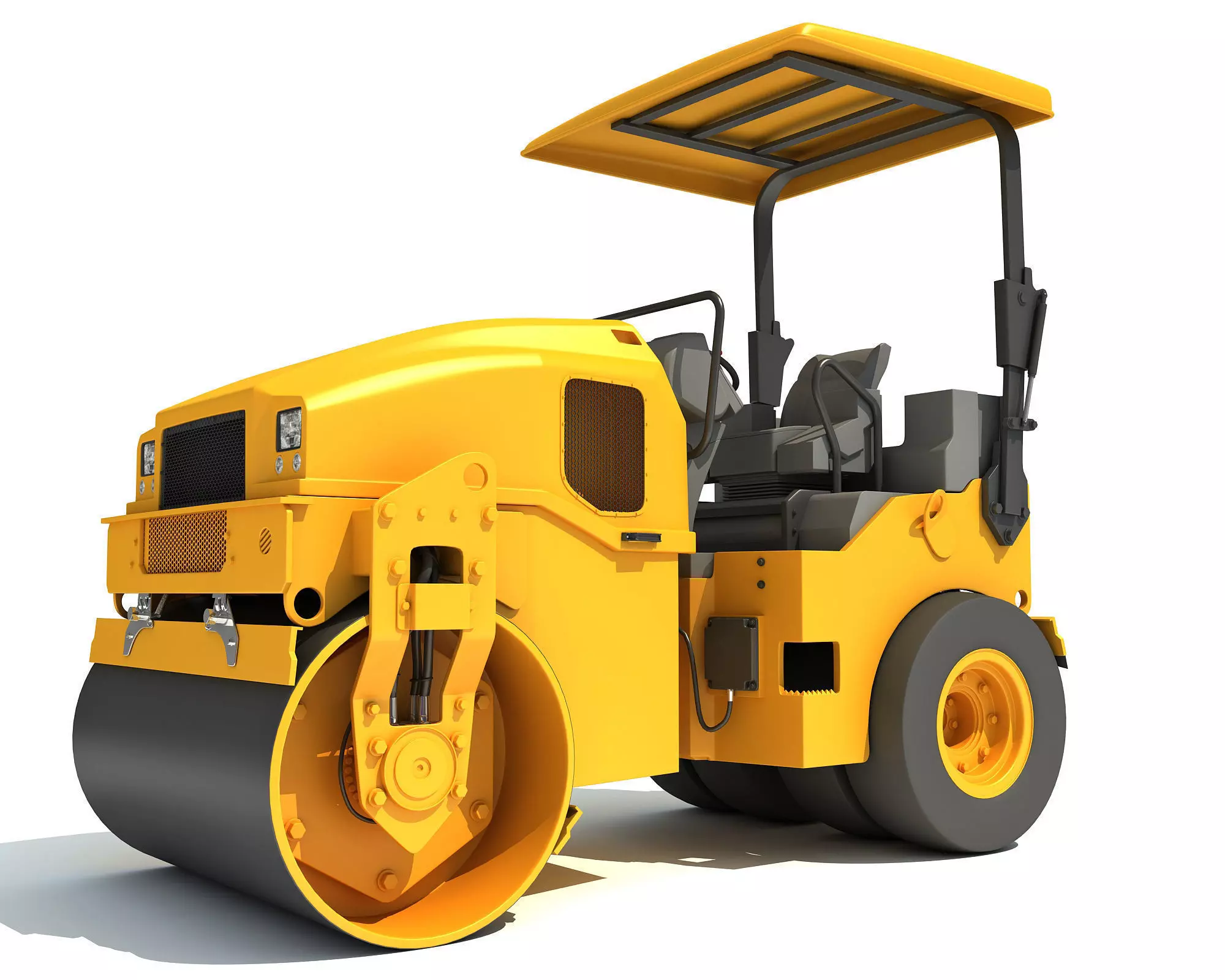 Compact Tandem Vibratory Road Roller 3D model_0