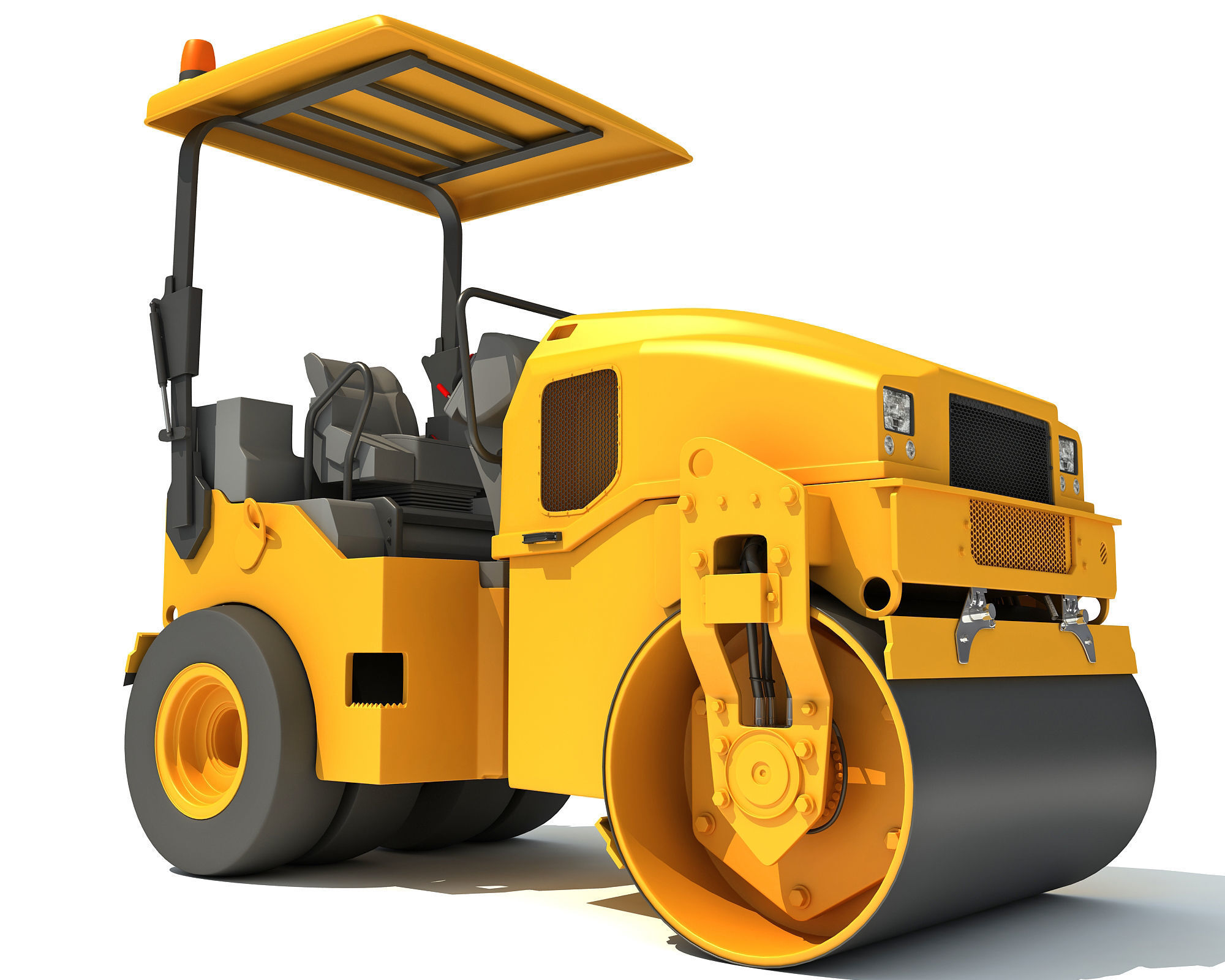 Compact Tandem Vibratory Road Roller 3D model_7