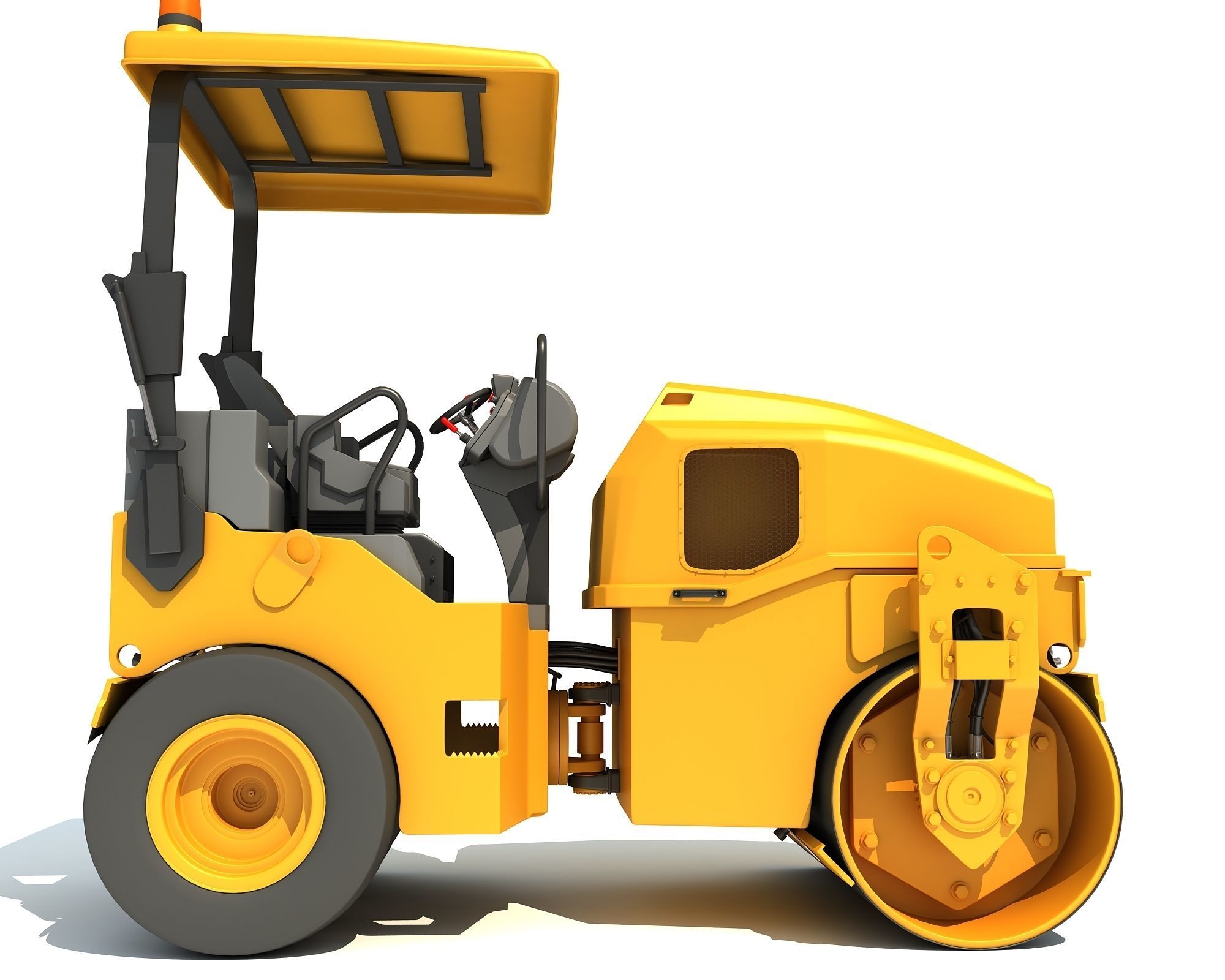 Compact Tandem Vibratory Road Roller 3D model_6