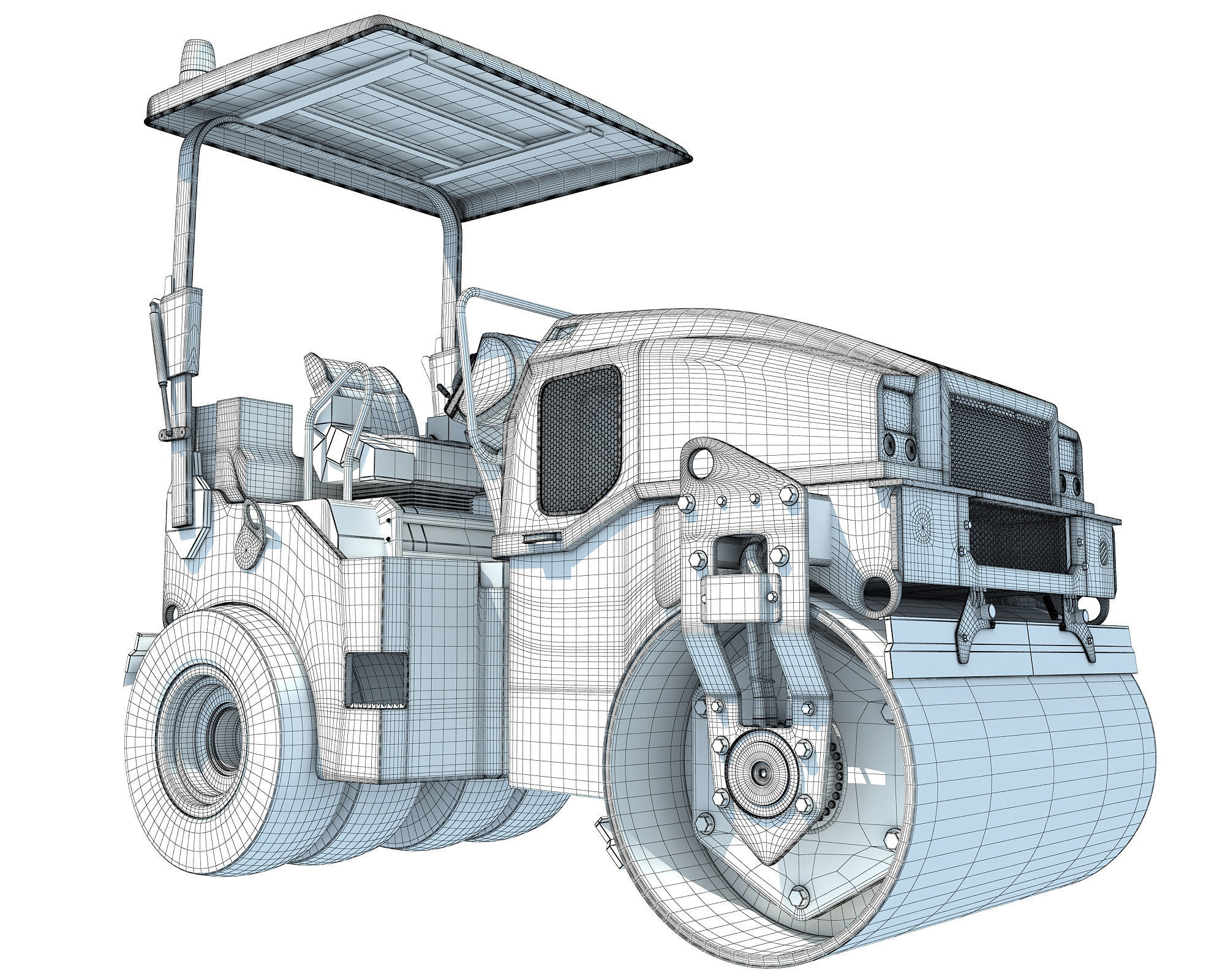 Compact Tandem Vibratory Road Roller 3D model_12