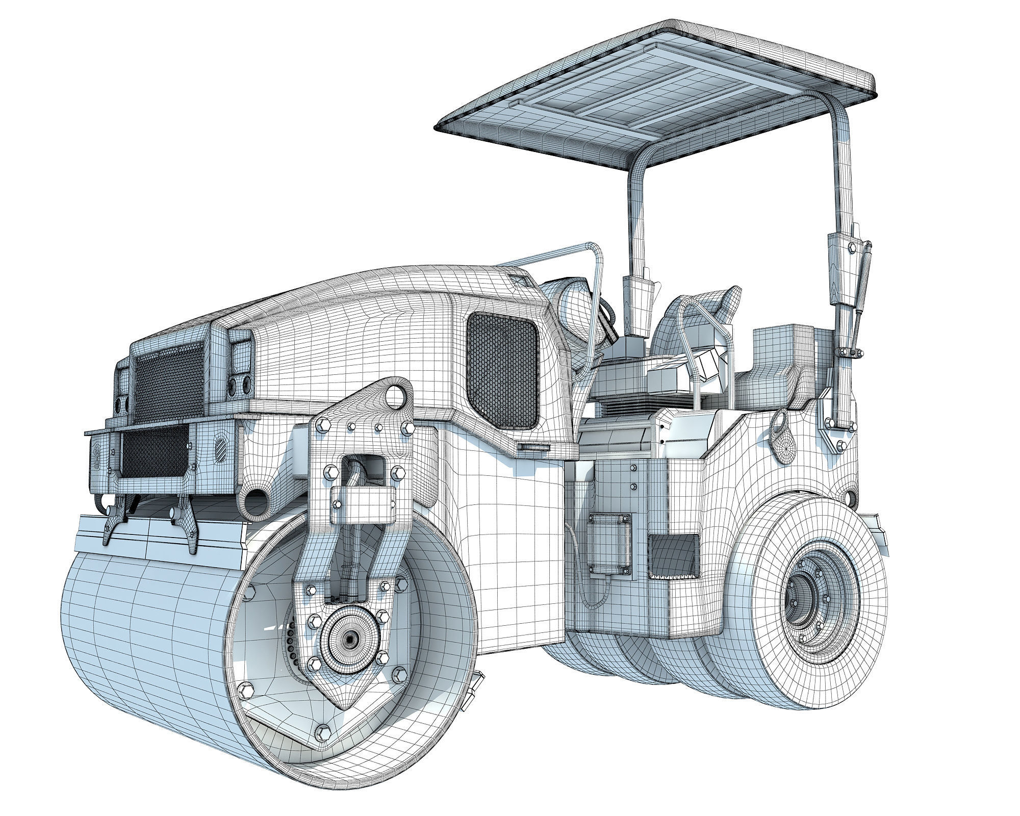 Compact Tandem Vibratory Road Roller 3D model_11