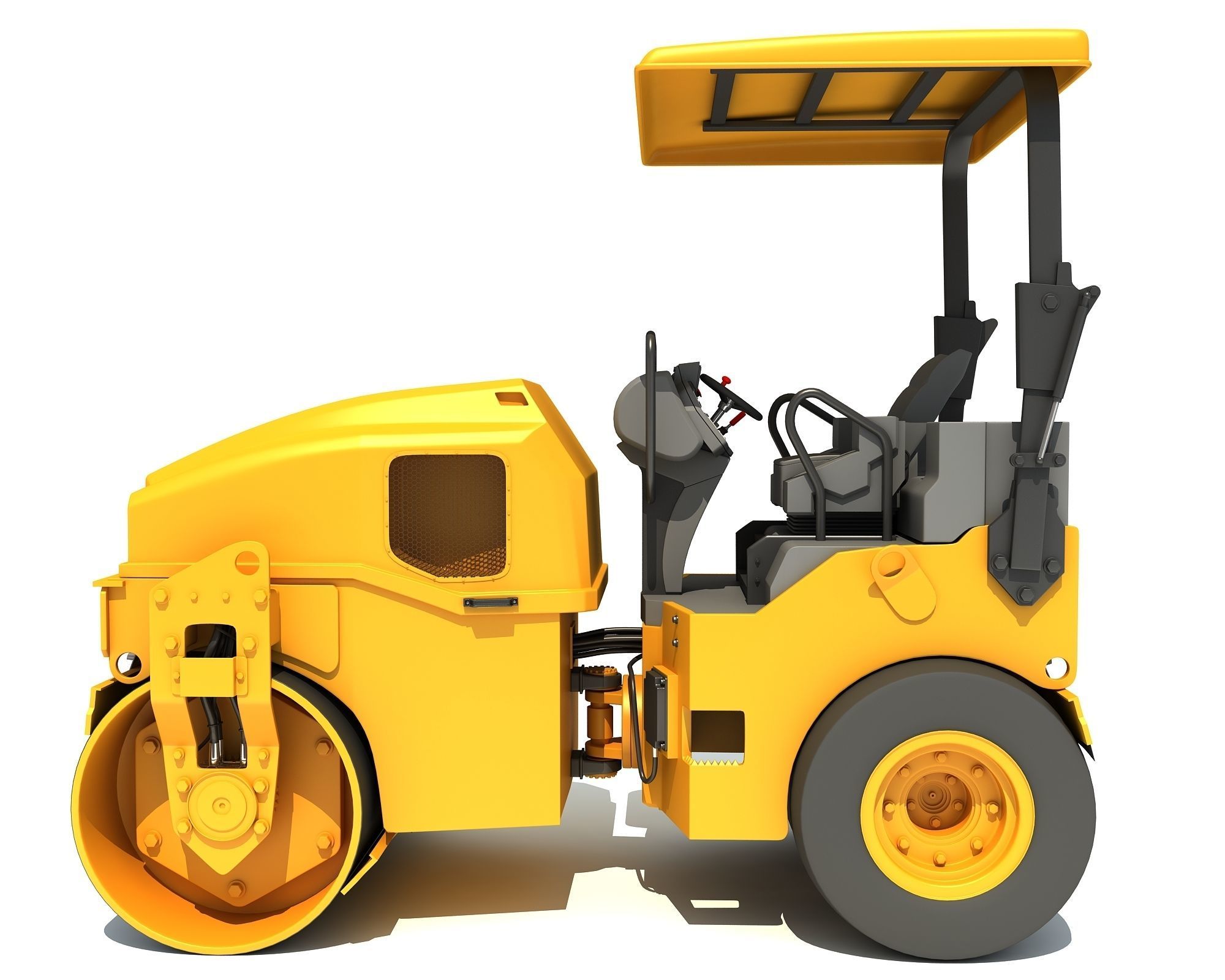 Compact Tandem Vibratory Road Roller 3D model_1