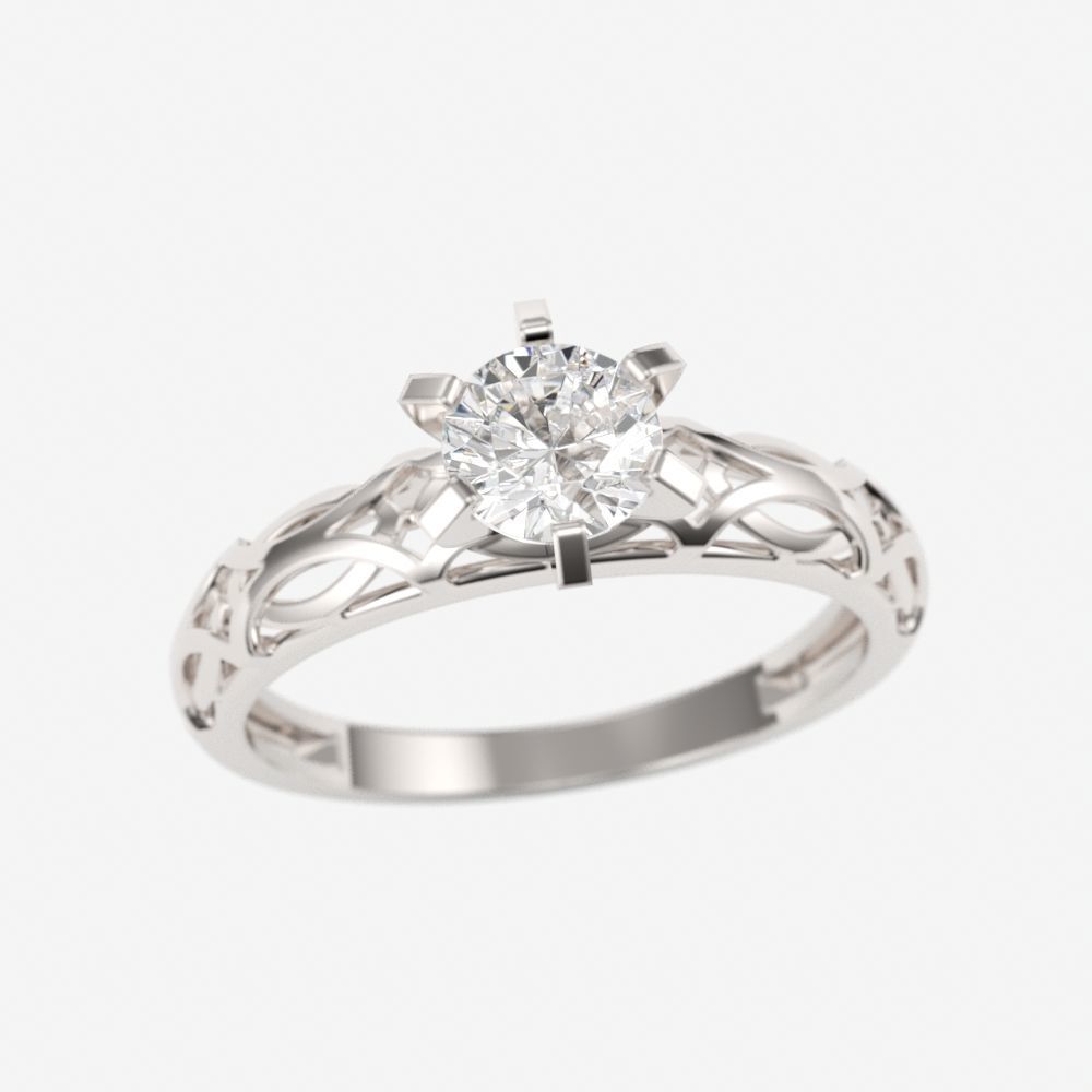 Solitaire Wedding Engagement Women Diamond Ring  3dm stl  3D print model_16
