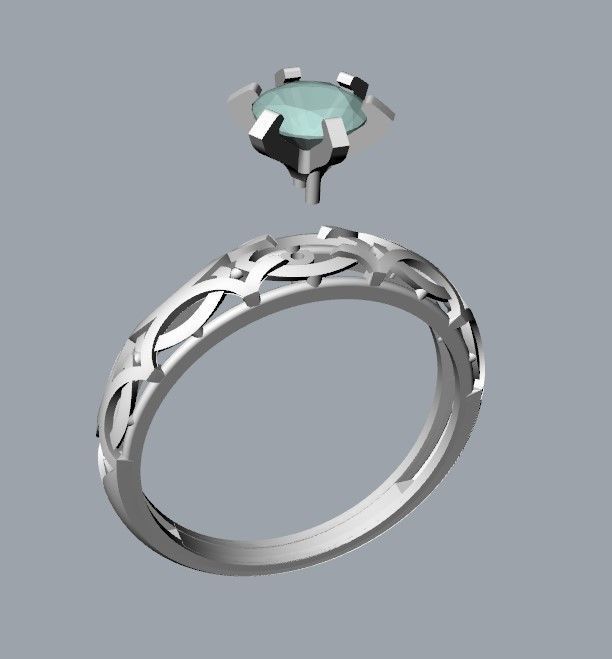 Solitaire Wedding Engagement Women Diamond Ring  3dm stl  3D print model_27