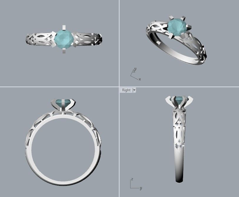 Solitaire Wedding Engagement Women Diamond Ring  3dm stl  3D print model_29