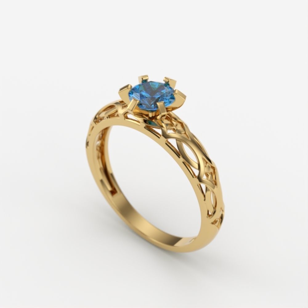 Solitaire Wedding Engagement Women Diamond Ring  3dm stl  3D print model_14