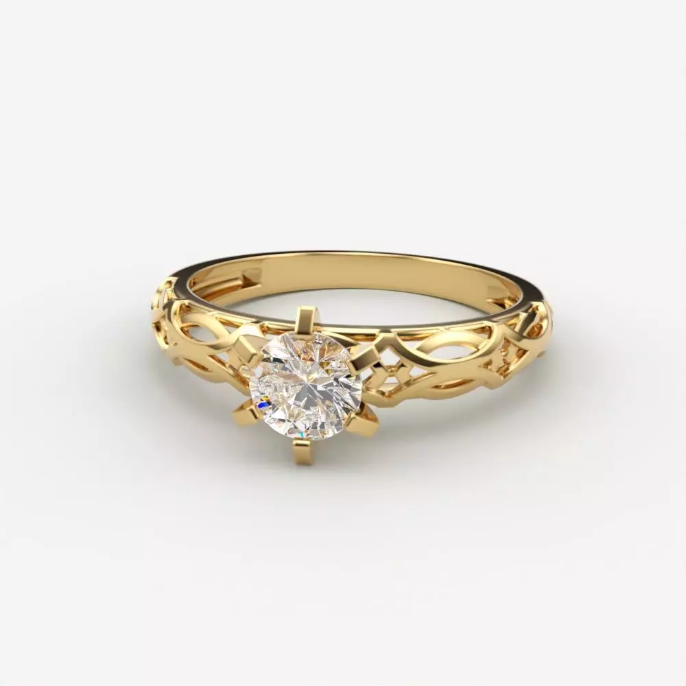 Solitaire Wedding Engagement Women Diamond Ring  3dm stl  3D print model_0