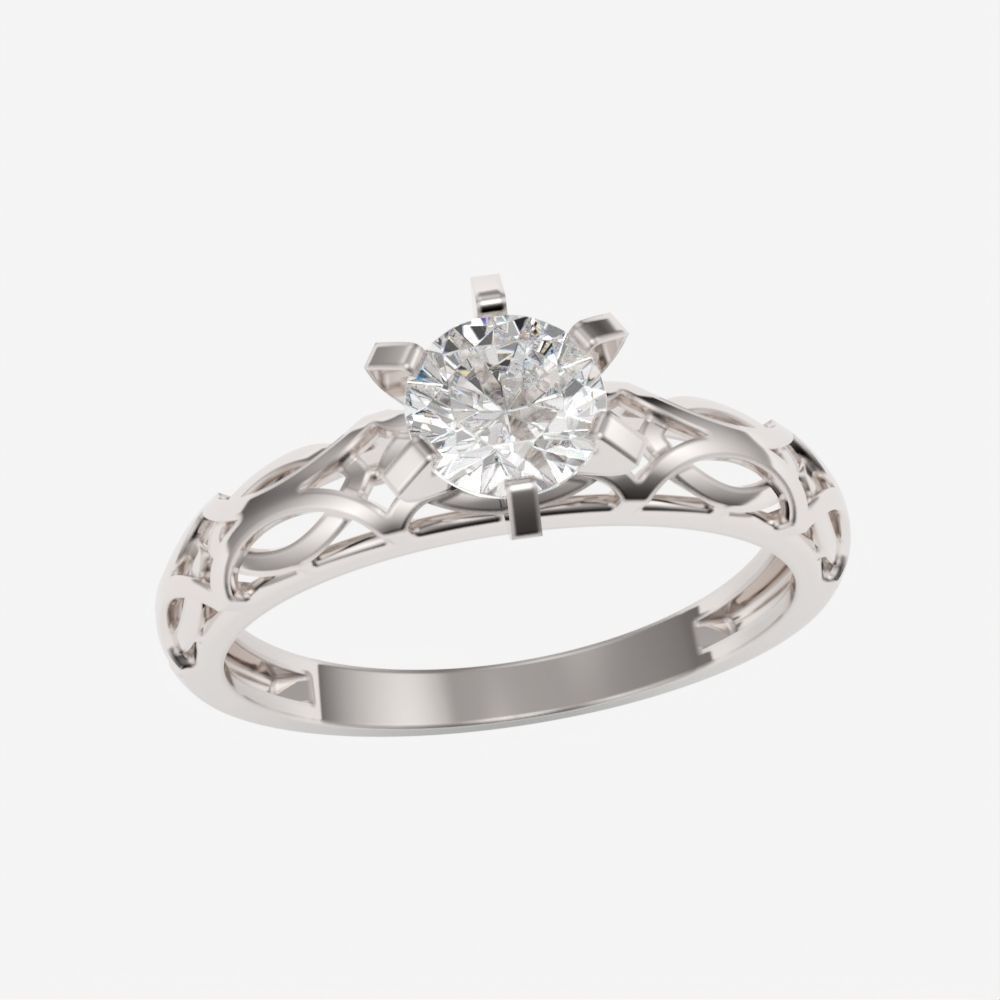 Solitaire Wedding Engagement Women Diamond Ring  3dm stl  3D print model_12