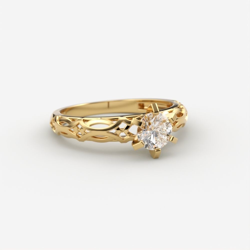 Solitaire Wedding Engagement Women Diamond Ring  3dm stl  3D print model_2