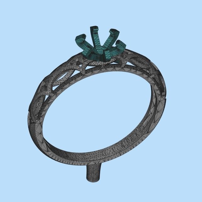 Solitaire Wedding Engagement Women Diamond Ring  3dm stl  3D print model_34