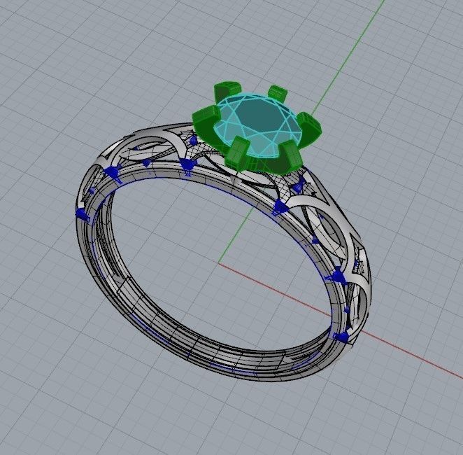 Solitaire Wedding Engagement Women Diamond Ring  3dm stl  3D print model_32