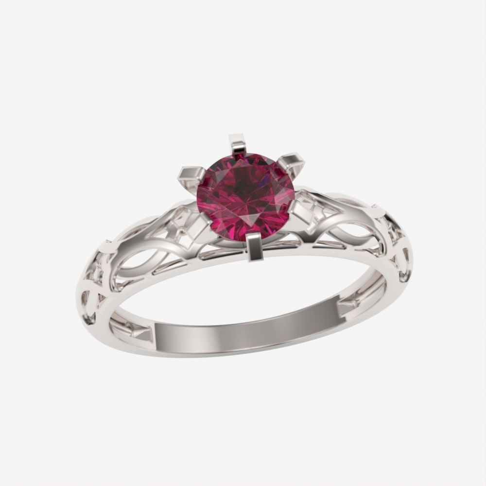 Solitaire Wedding Engagement Women Diamond Ring  3dm stl  3D print model_13