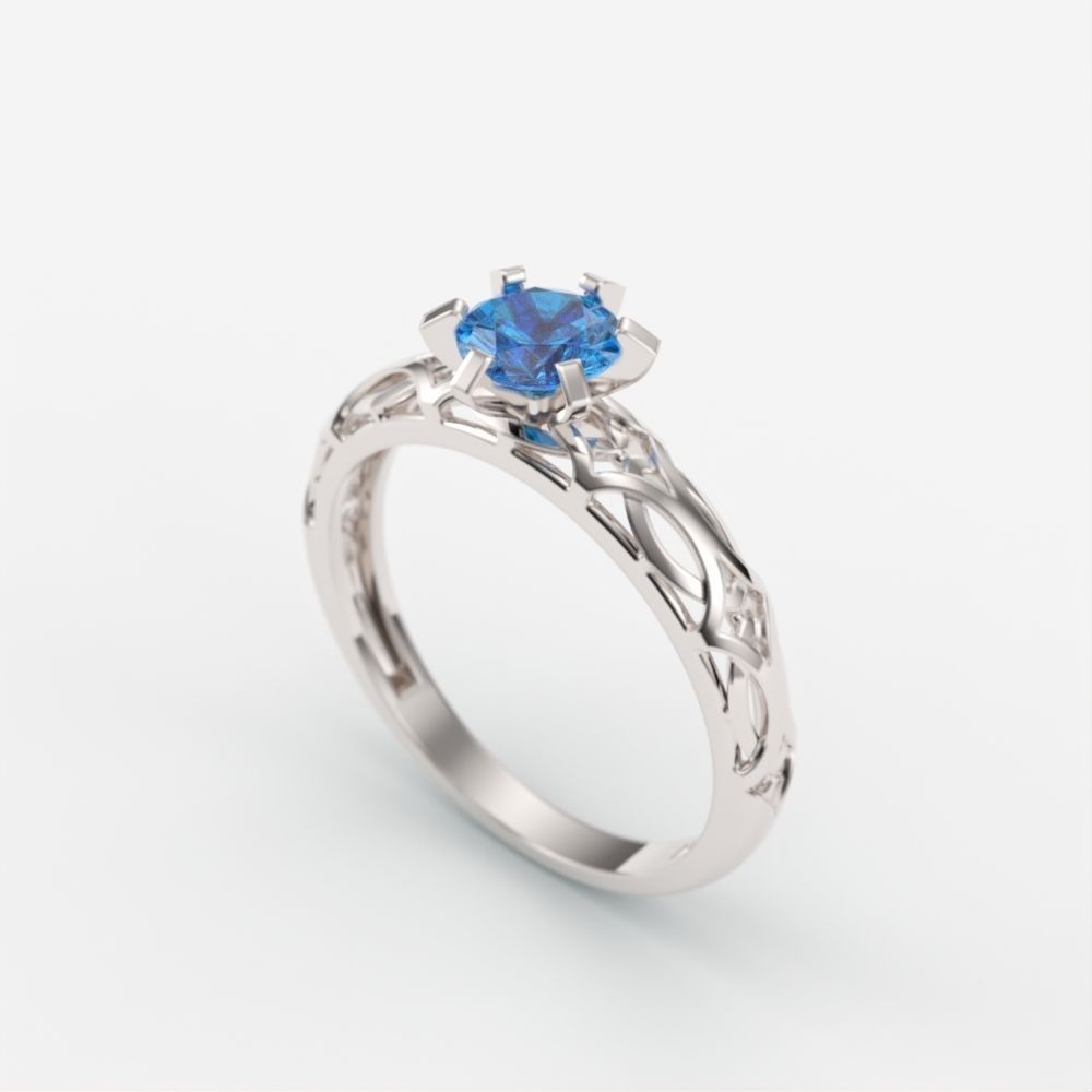 Solitaire Wedding Engagement Women Diamond Ring  3dm stl  3D print model_11