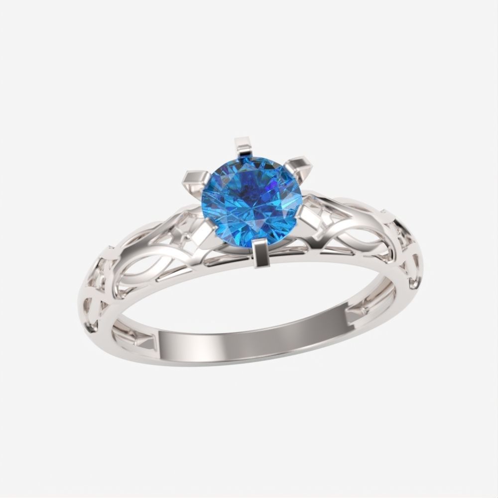 Solitaire Wedding Engagement Women Diamond Ring  3dm stl  3D print model_10