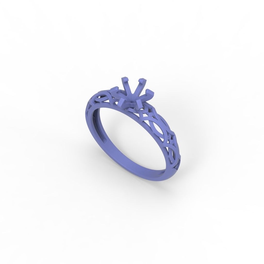 Solitaire Wedding Engagement Women Diamond Ring  3dm stl  3D print model_22