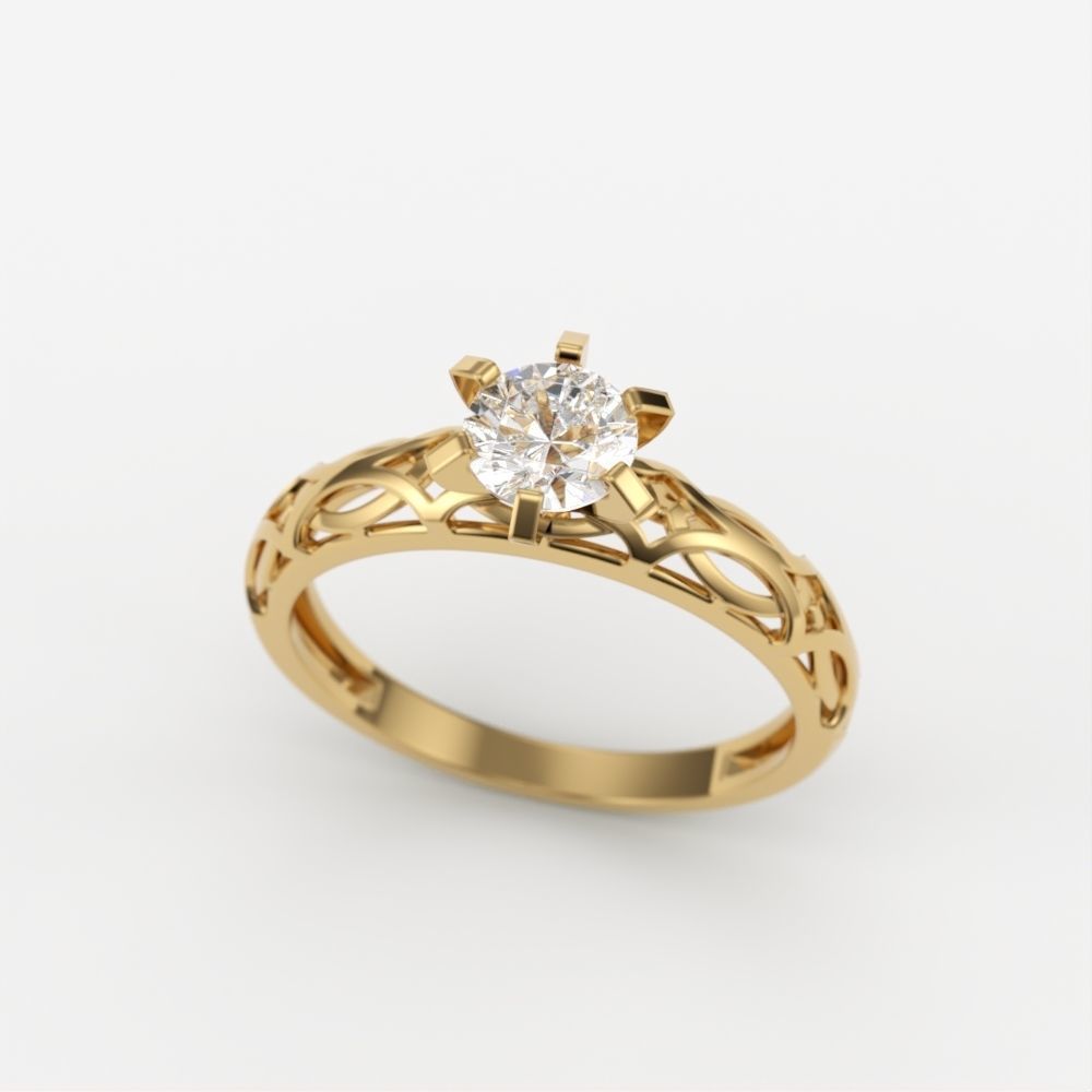 Solitaire Wedding Engagement Women Diamond Ring  3dm stl  3D print model_1
