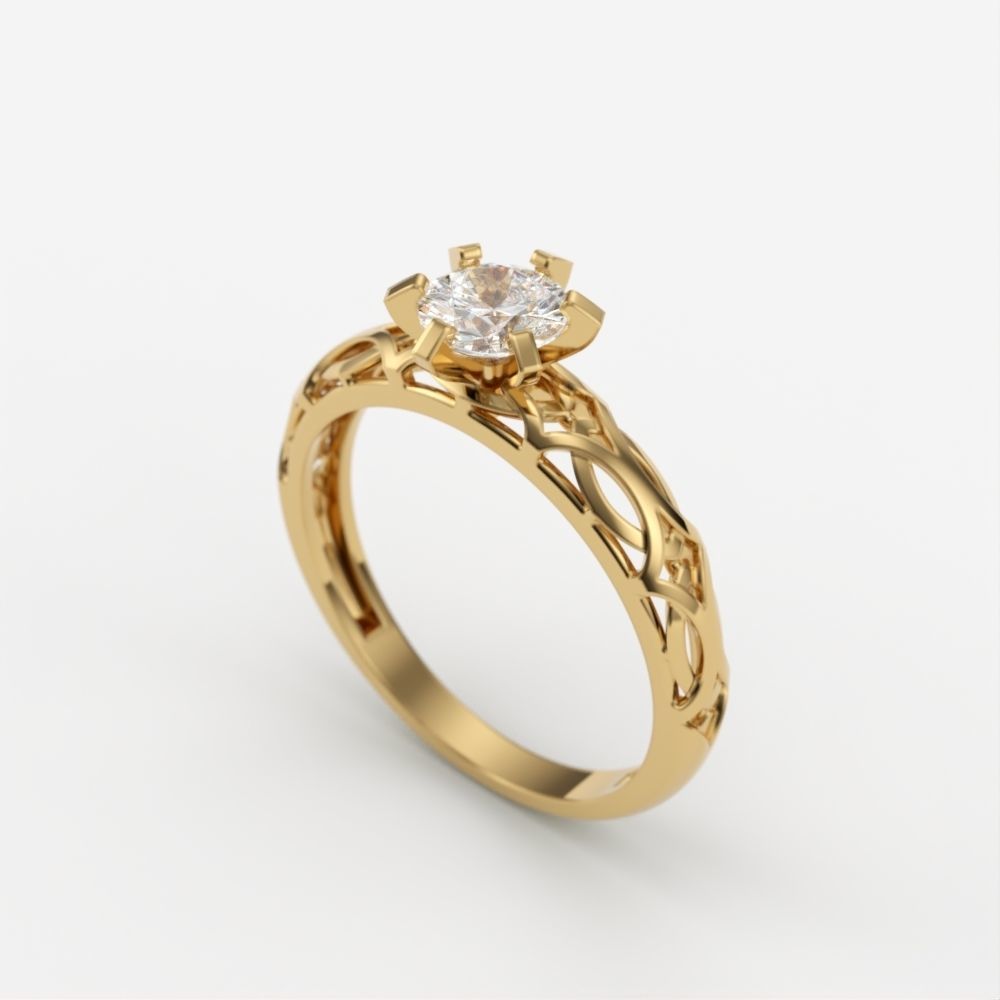 Solitaire Wedding Engagement Women Diamond Ring  3dm stl  3D print model_5