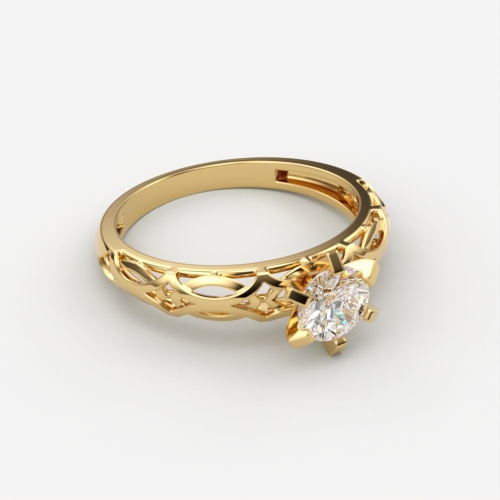 Solitaire Wedding Engagement Women Diamond Ring  3dm stl  3D print model_4