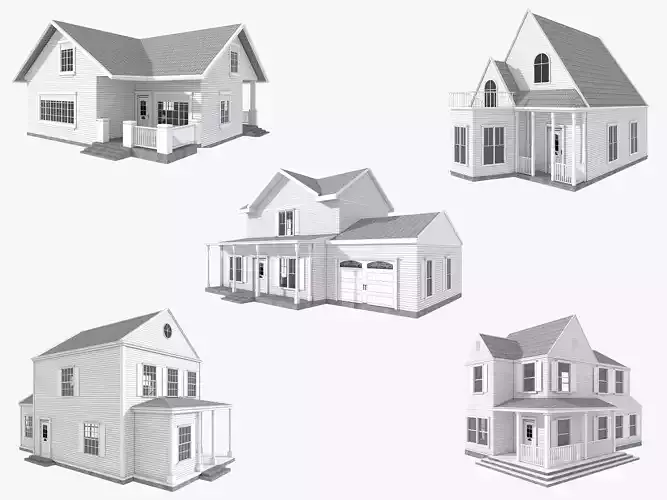  Five House Collection 3D model