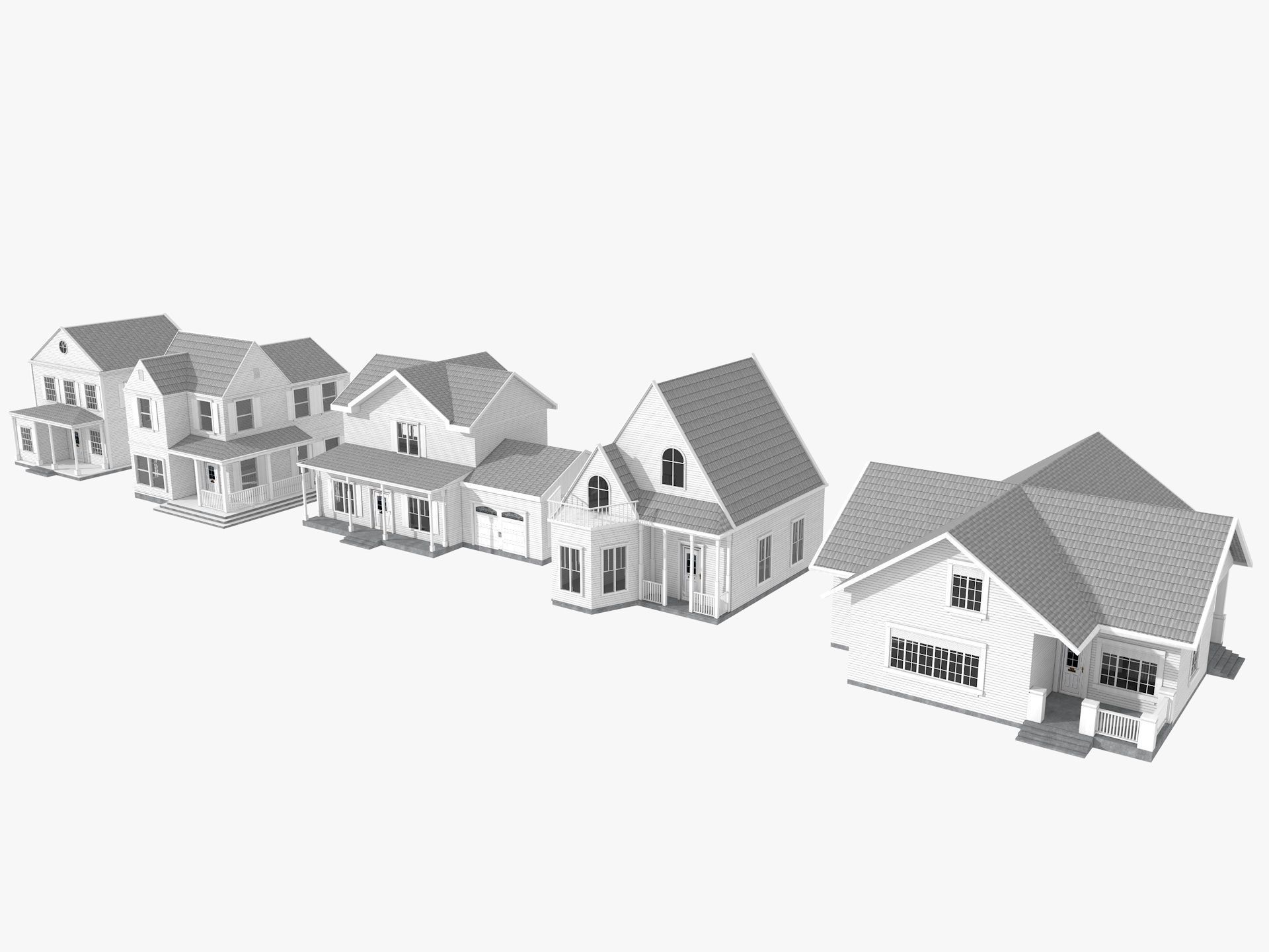  Five House Collection 3D model_1