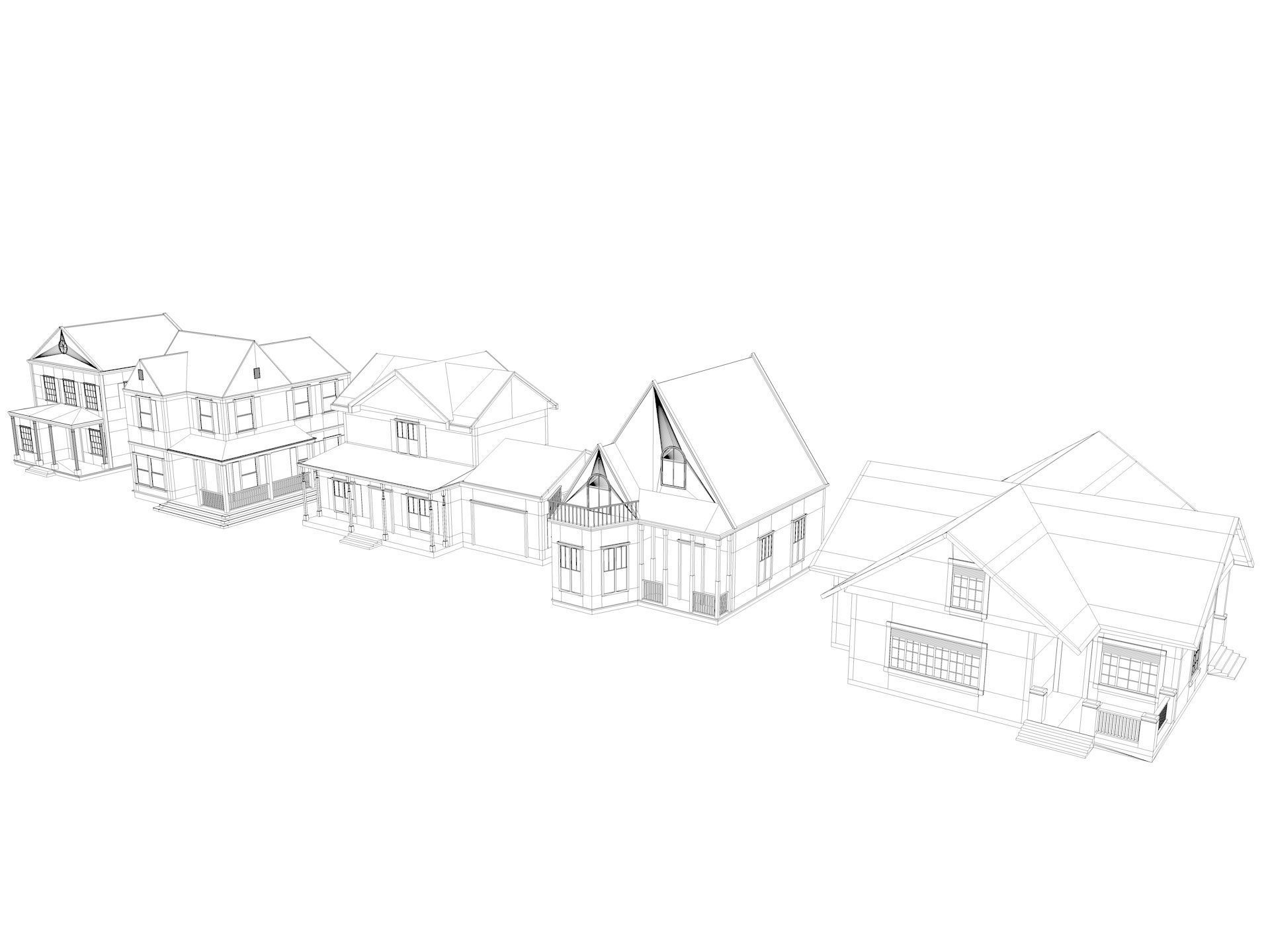  Five House Collection 3D model_2