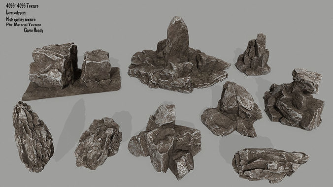 old rocks Low-poly 3D model