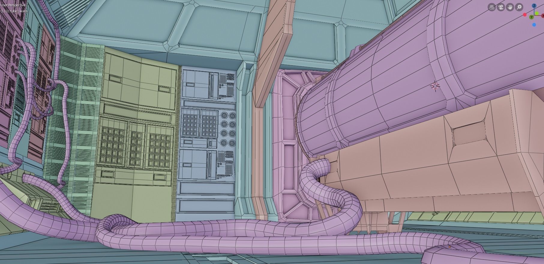 hi tech sci-fi spaceship sleeping chambers and pods Low-poly 3D model_1