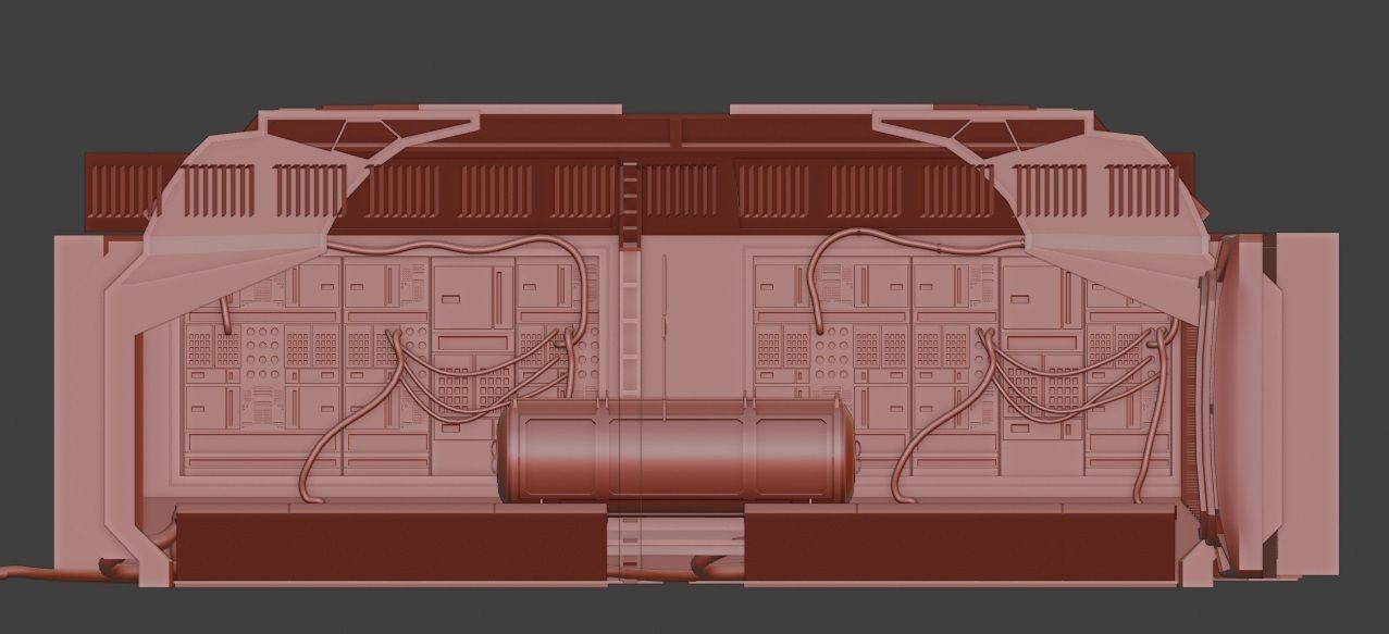 hi tech sci-fi spaceship sleeping chambers and pods Low-poly 3D model_8