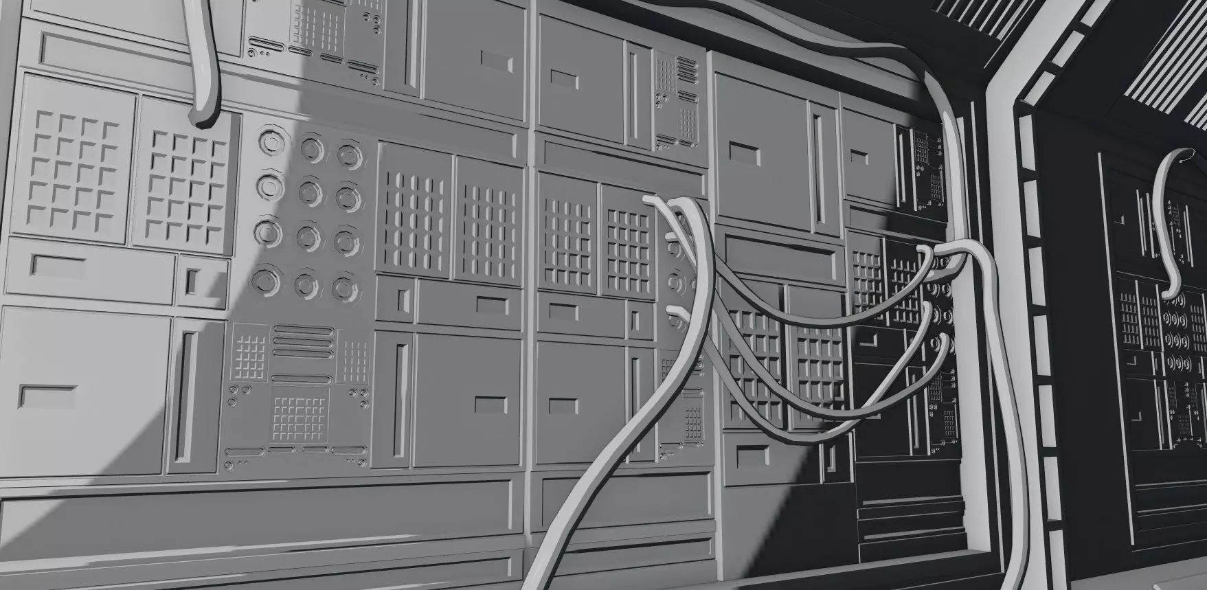 hi tech sci-fi spaceship sleeping chambers and pods Low-poly 3D model_0