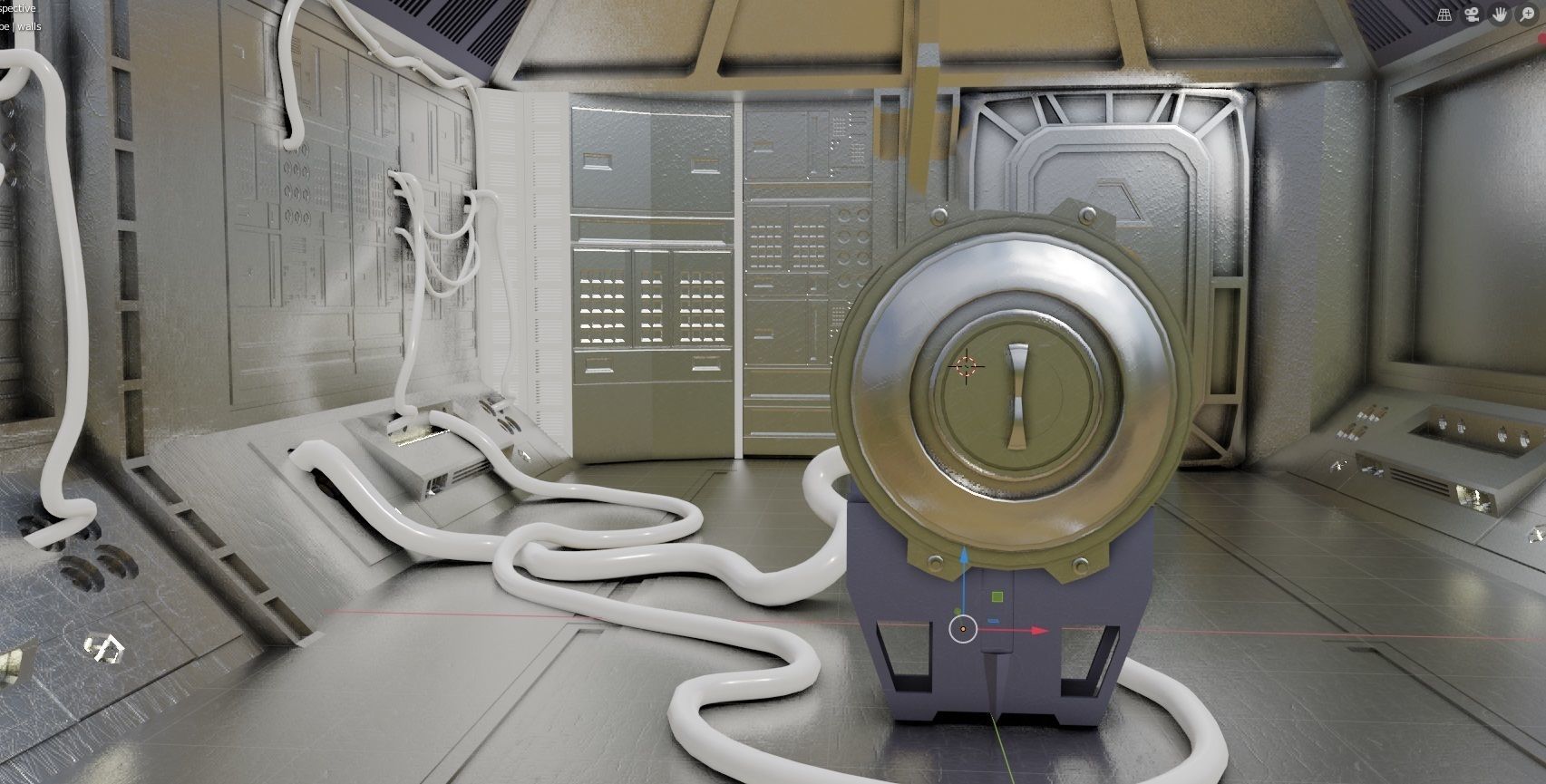 hi tech sci-fi spaceship sleeping chambers and pods Low-poly 3D model_3