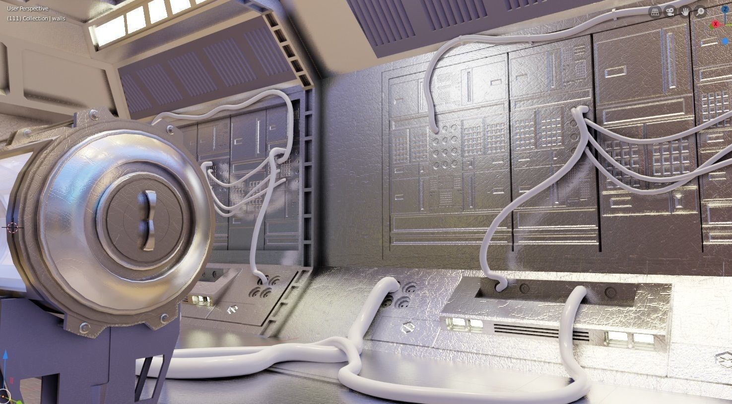 hi tech sci-fi spaceship sleeping chambers and pods Low-poly 3D model_4