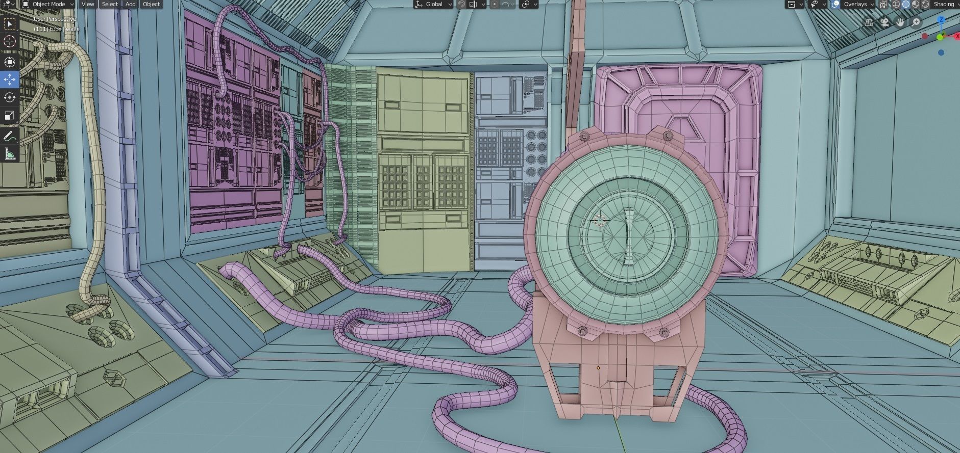 hi tech sci-fi spaceship sleeping chambers and pods Low-poly 3D model_19