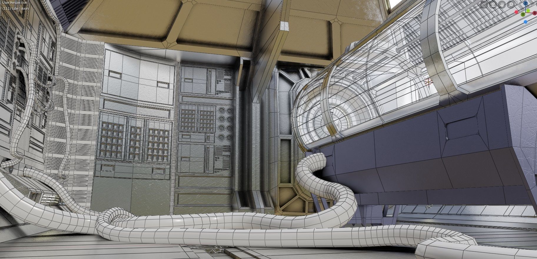 hi tech sci-fi spaceship sleeping chambers and pods Low-poly 3D model_2