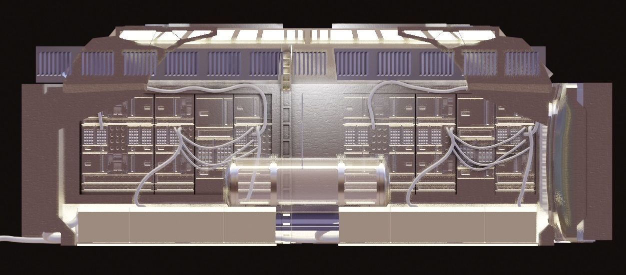 hi tech sci-fi spaceship sleeping chambers and pods Low-poly 3D model_9