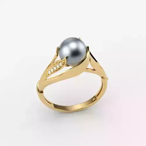Women Ring with pearl and diamonds 3dm stl 