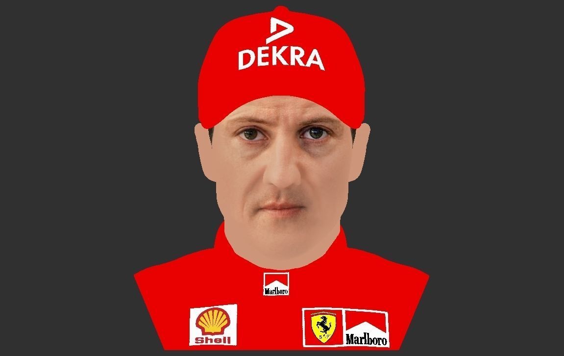 Michael Schumacher bust ready for full color 3D printing 3D print model_20