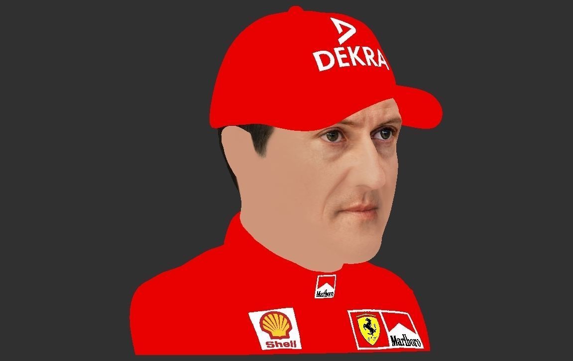 Michael Schumacher bust ready for full color 3D printing 3D print model_22