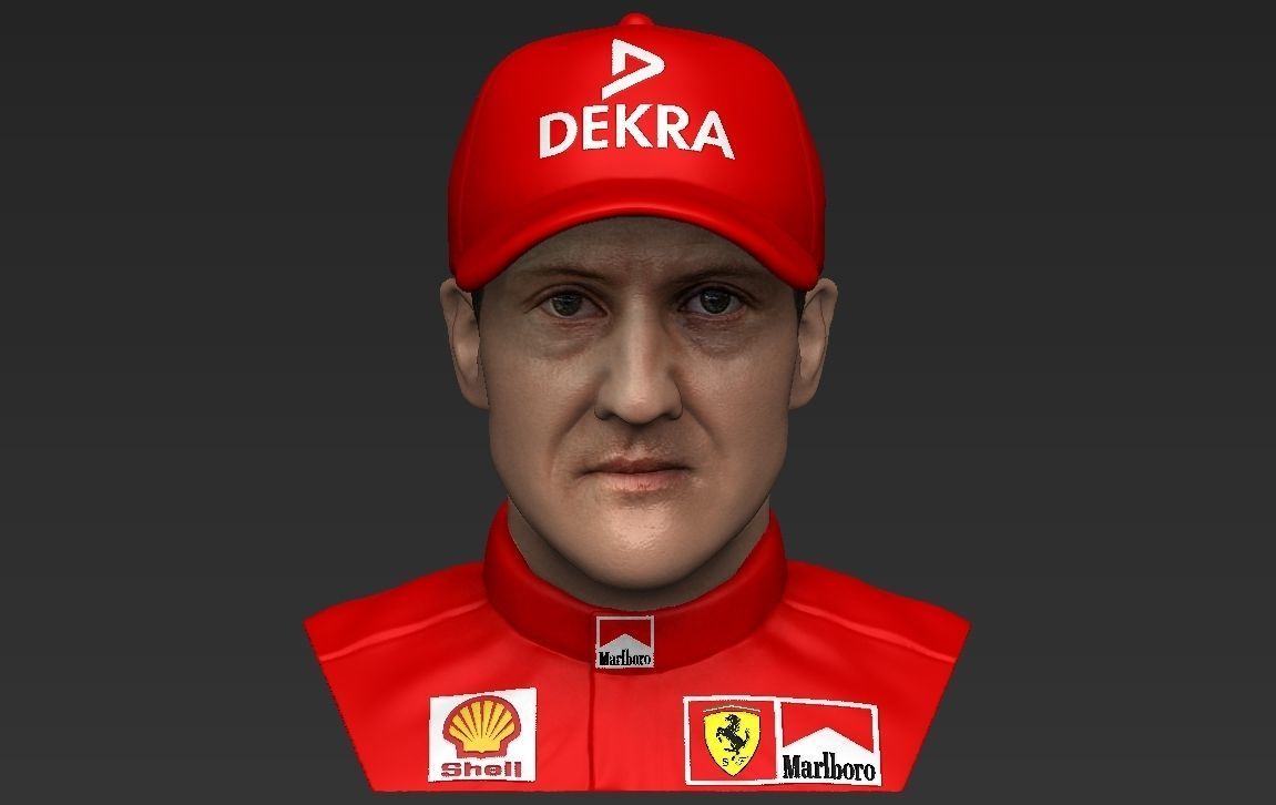 Michael Schumacher bust ready for full color 3D printing 3D print model_17