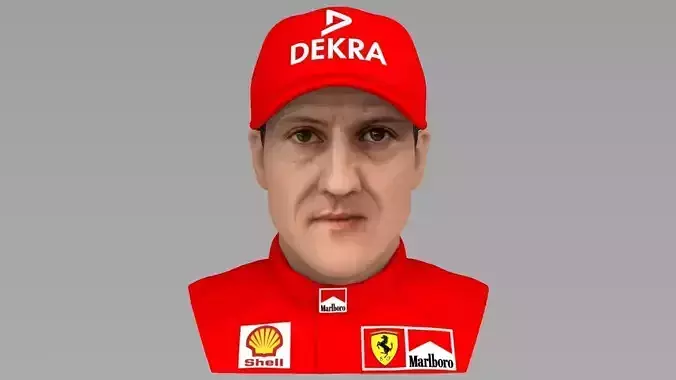 Michael Schumacher bust ready for full color 3D printing 3D print model