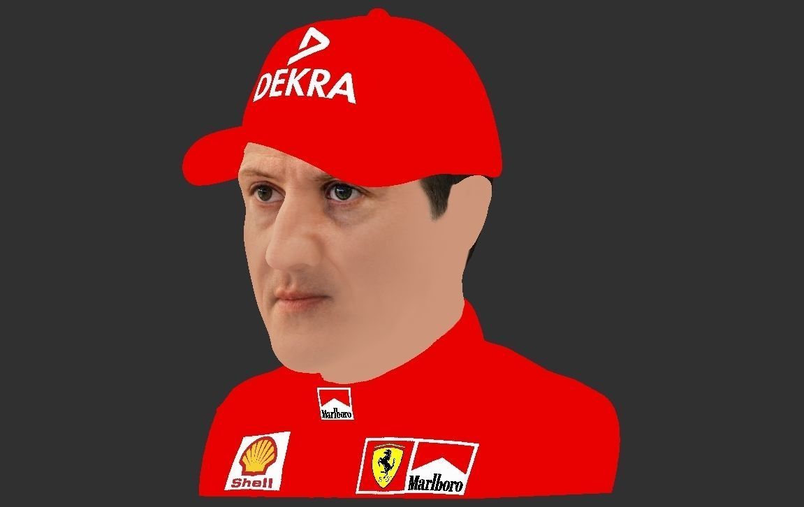 Michael Schumacher bust ready for full color 3D printing 3D print model_21
