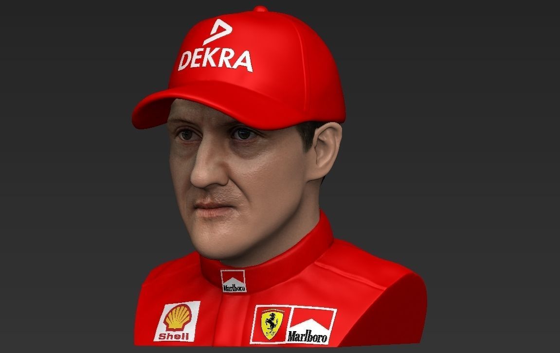 Michael Schumacher bust ready for full color 3D printing 3D print model_19