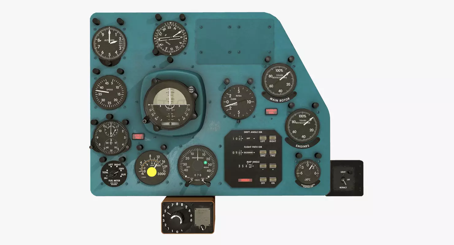 Mi-8MT Mi-17MT Right Panels Board English Low-poly 3D model_0