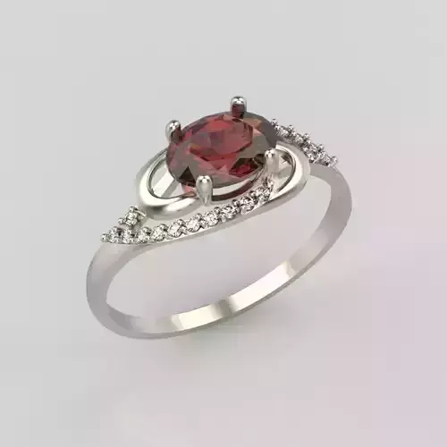 Women ring with ruby and diamonds 3dm stl 3D print model