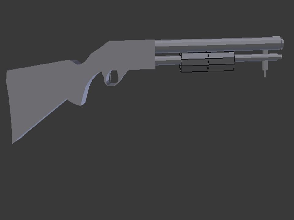 Low Poly Shotgun wooden Low-poly 3D model_5